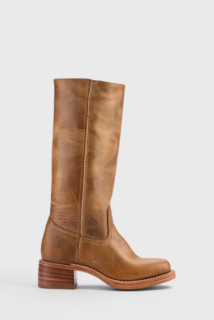 Women's Knee-High Boots with a Stacked Heel and Classic Round Toe Design