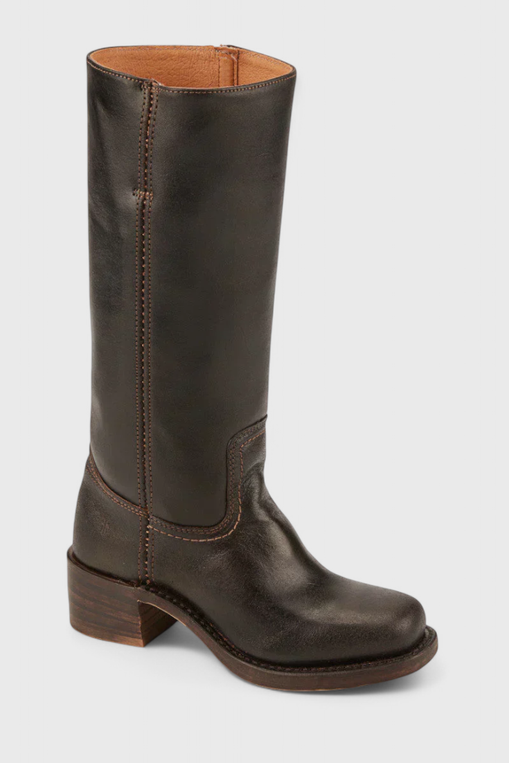 Women's Knee-High Boots with a Stacked Heel and Classic Round Toe Design