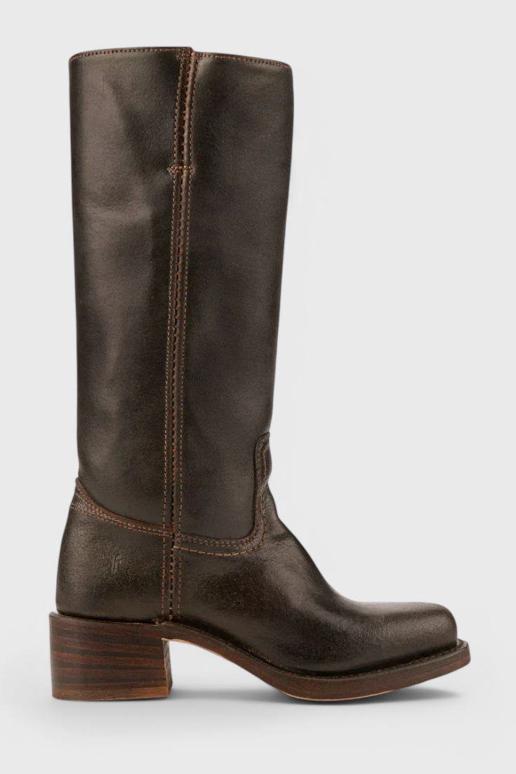Women's Knee-High Boots with a Stacked Heel and Classic Round Toe Design