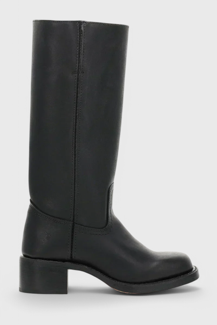 Women's Knee-High Boots with a Stacked Heel and Classic Round Toe Design