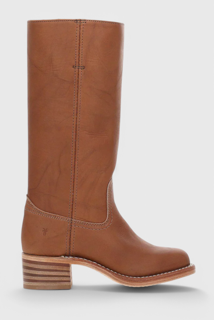Women's Knee-High Boots with a Stacked Heel and Classic Round Toe Design