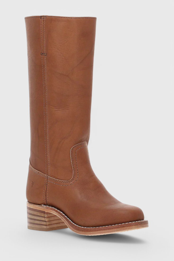 Women's Knee-High Boots with a Stacked Heel and Classic Round Toe Design