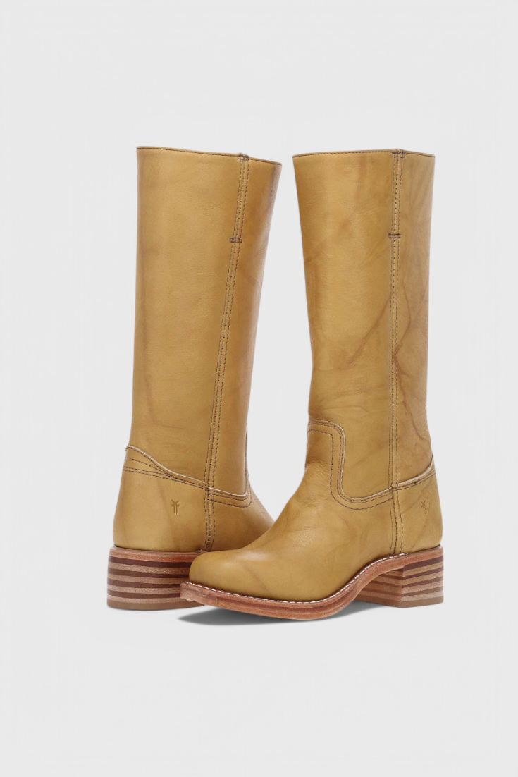 Women's Knee-High Boots with a Stacked Heel and Classic Round Toe Design