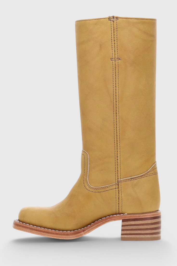 Women's Knee-High Boots with a Stacked Heel and Classic Round Toe Design