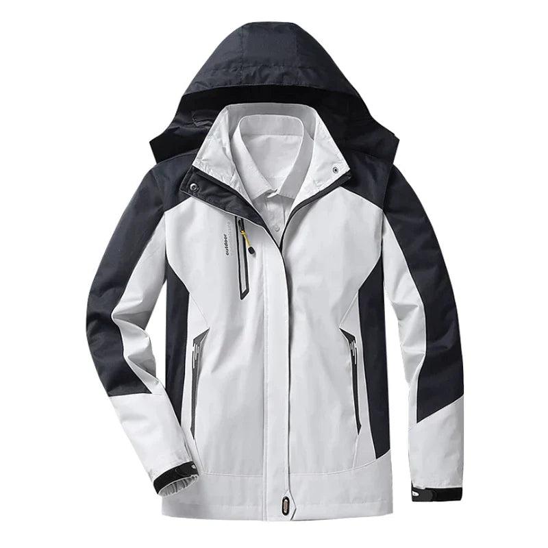 Women's Waterproof Windbreaker Jacket with Hood and Sporty Design