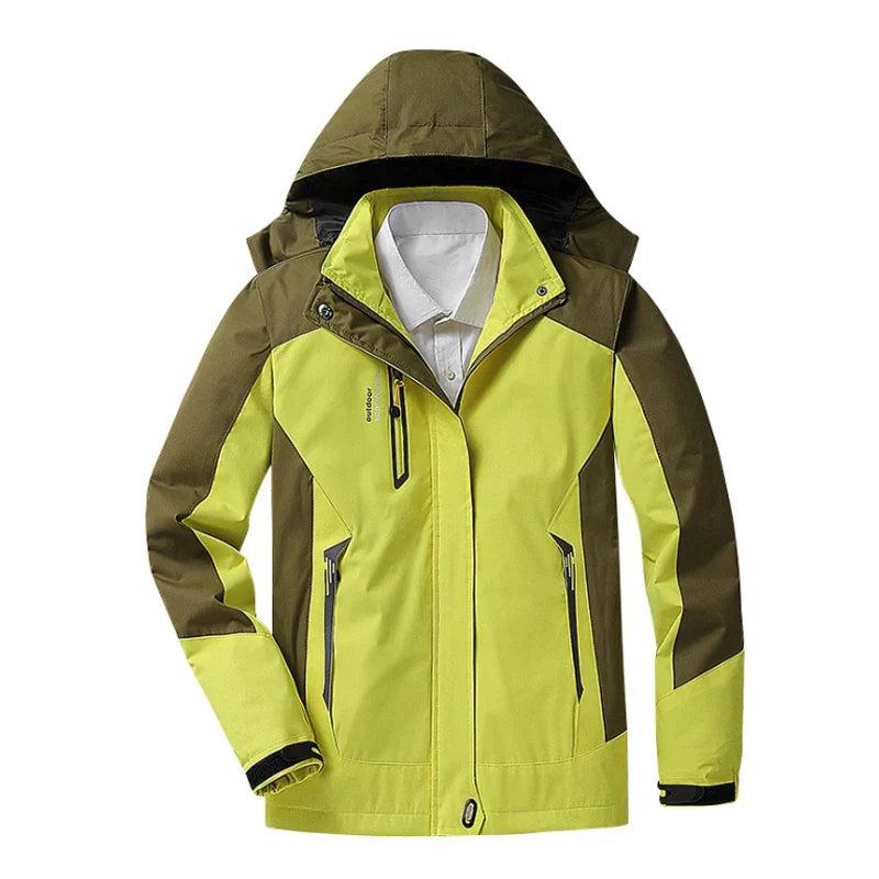 Women's Waterproof Windbreaker Jacket with Hood and Sporty Design