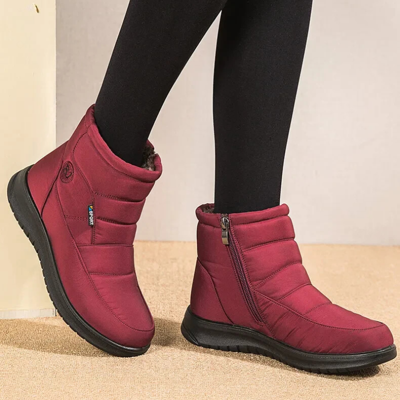 Winter Women's Quilted Ankle Boots with Fur Lining and Non-Slip Sole