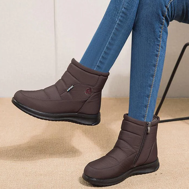 Winter Women's Quilted Ankle Boots with Fur Lining and Non-Slip Sole