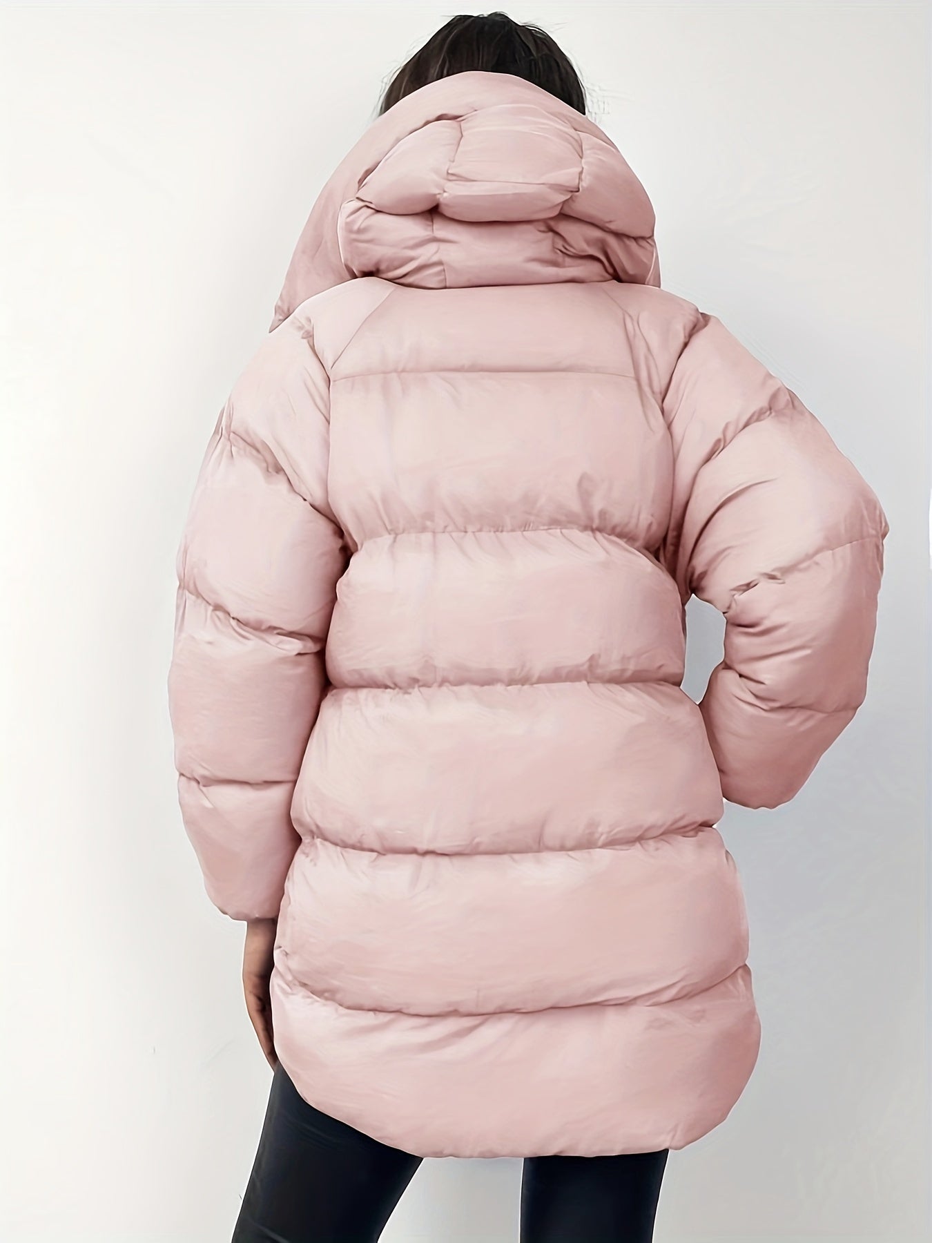 Women's Quilted Short Hooded Puffer Jacket with High Collar