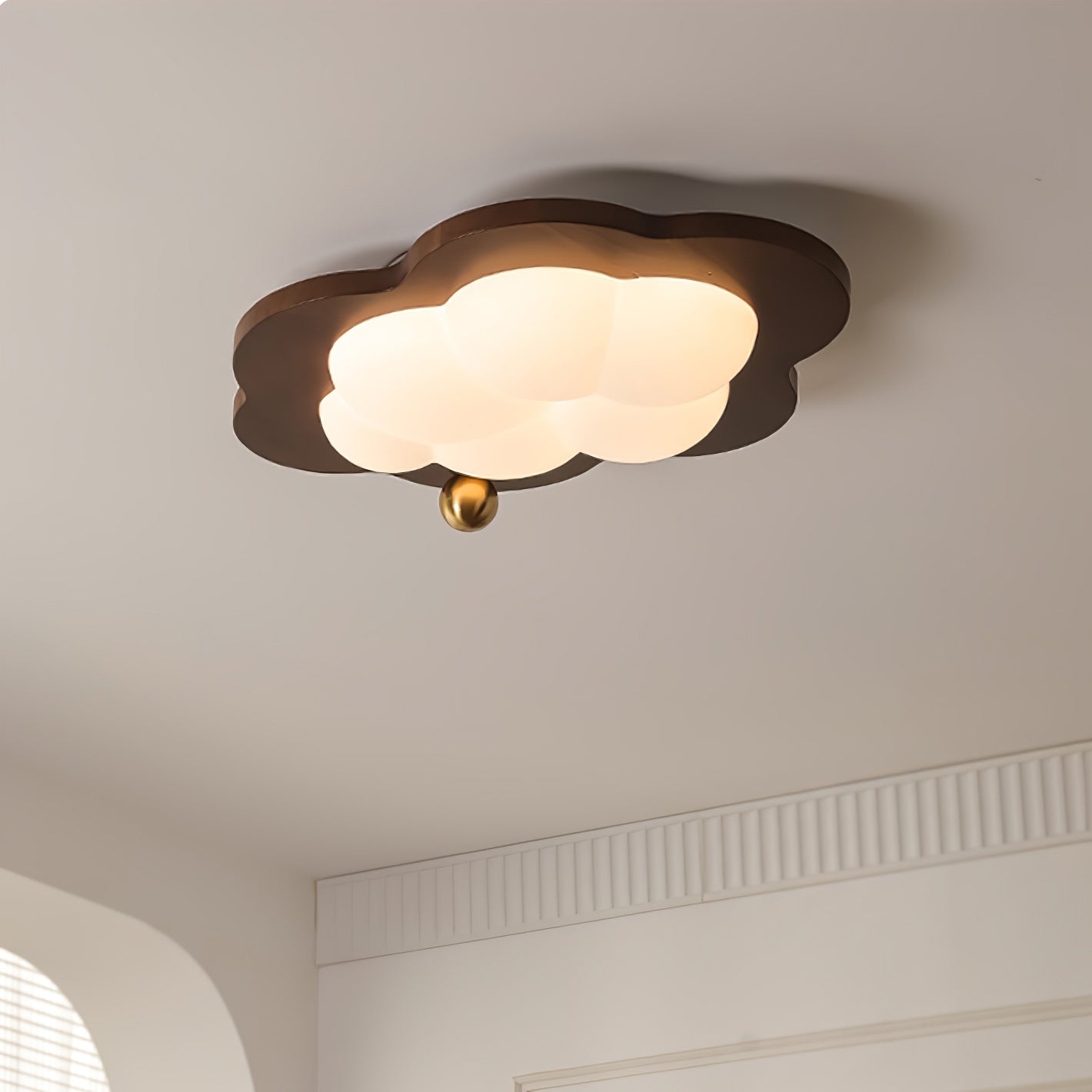 Celestra - Lampada a soffitto LED in legno dallo stile vintage