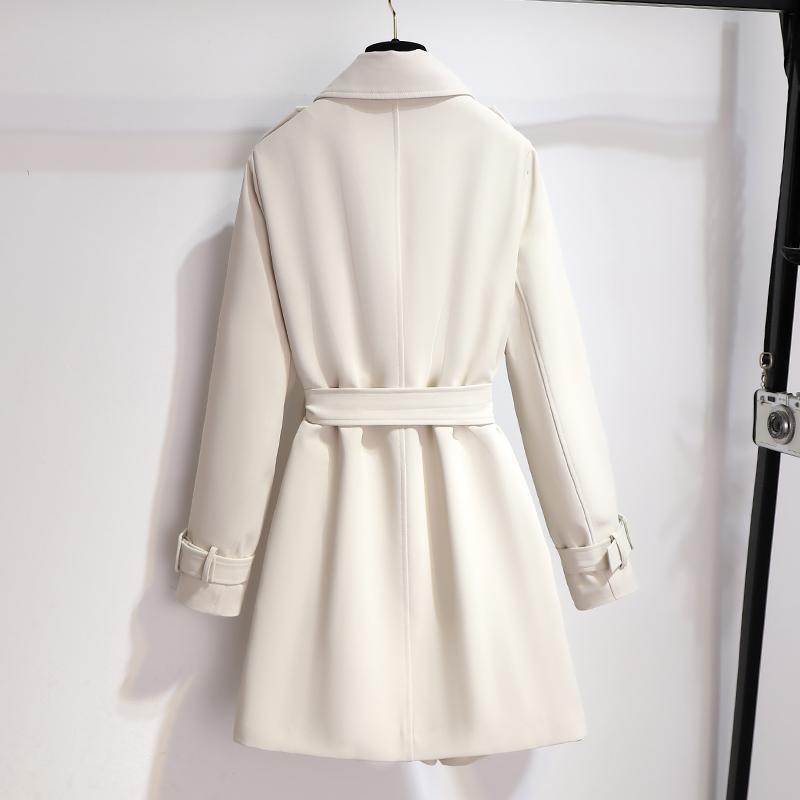 Chic Women's Short Double-Breasted Trench Coat with Waist Belt