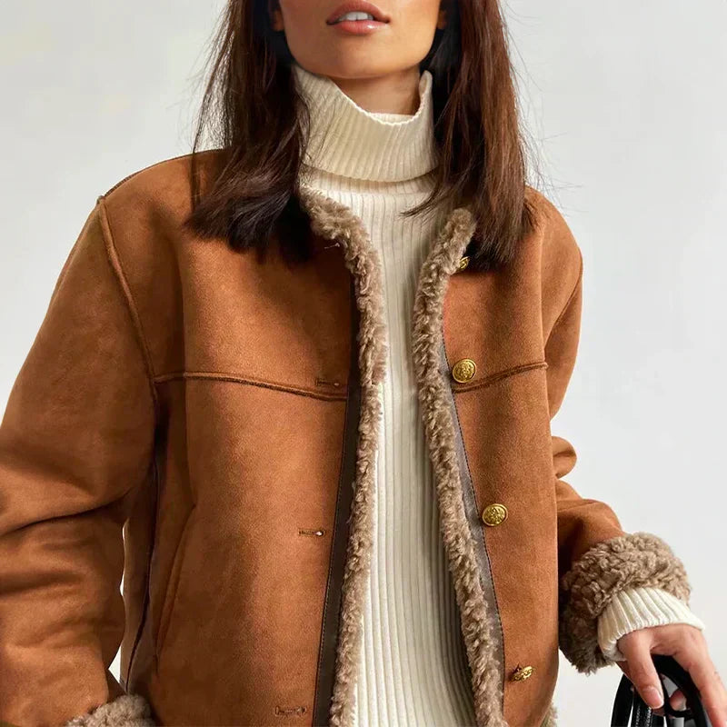 Women's Winter Jacket with Button-Up Front and Cozy Inner Lining