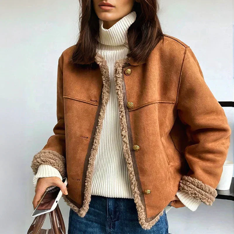 Women's Winter Jacket with Button-Up Front and Cozy Inner Lining