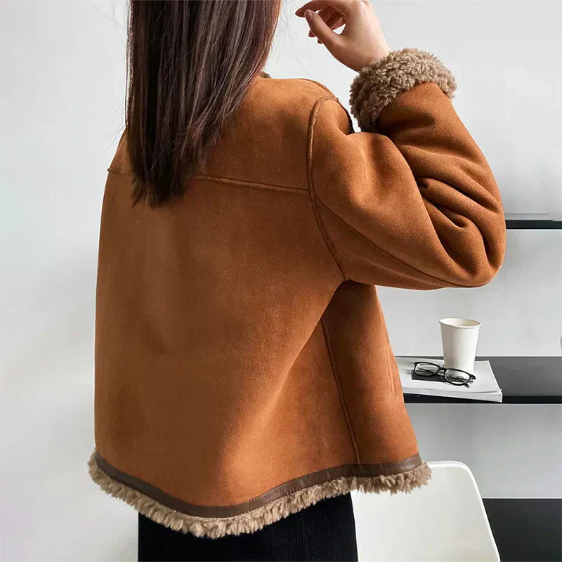 Women's Winter Jacket with Button-Up Front and Cozy Inner Lining