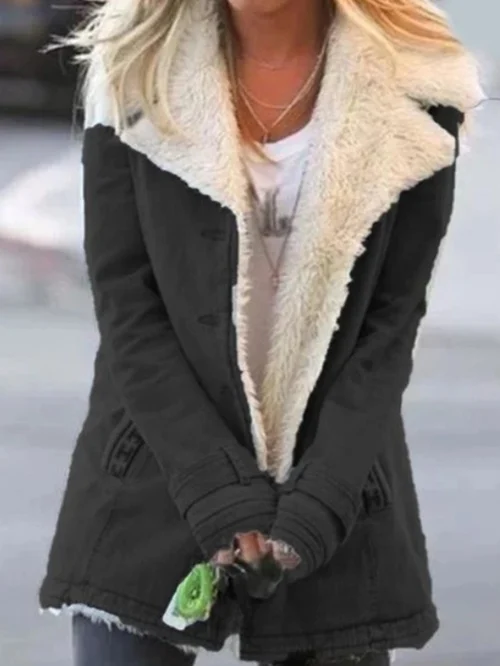Women's Winter Coat Featuring Soft Lining and Fold-Down Collar