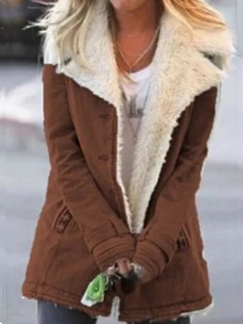 Women's Winter Coat Featuring Soft Lining and Fold-Down Collar