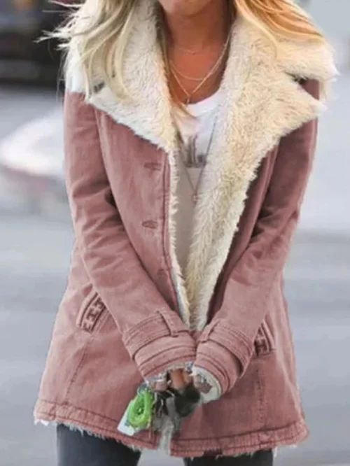 Women's Winter Coat Featuring Soft Lining and Fold-Down Collar