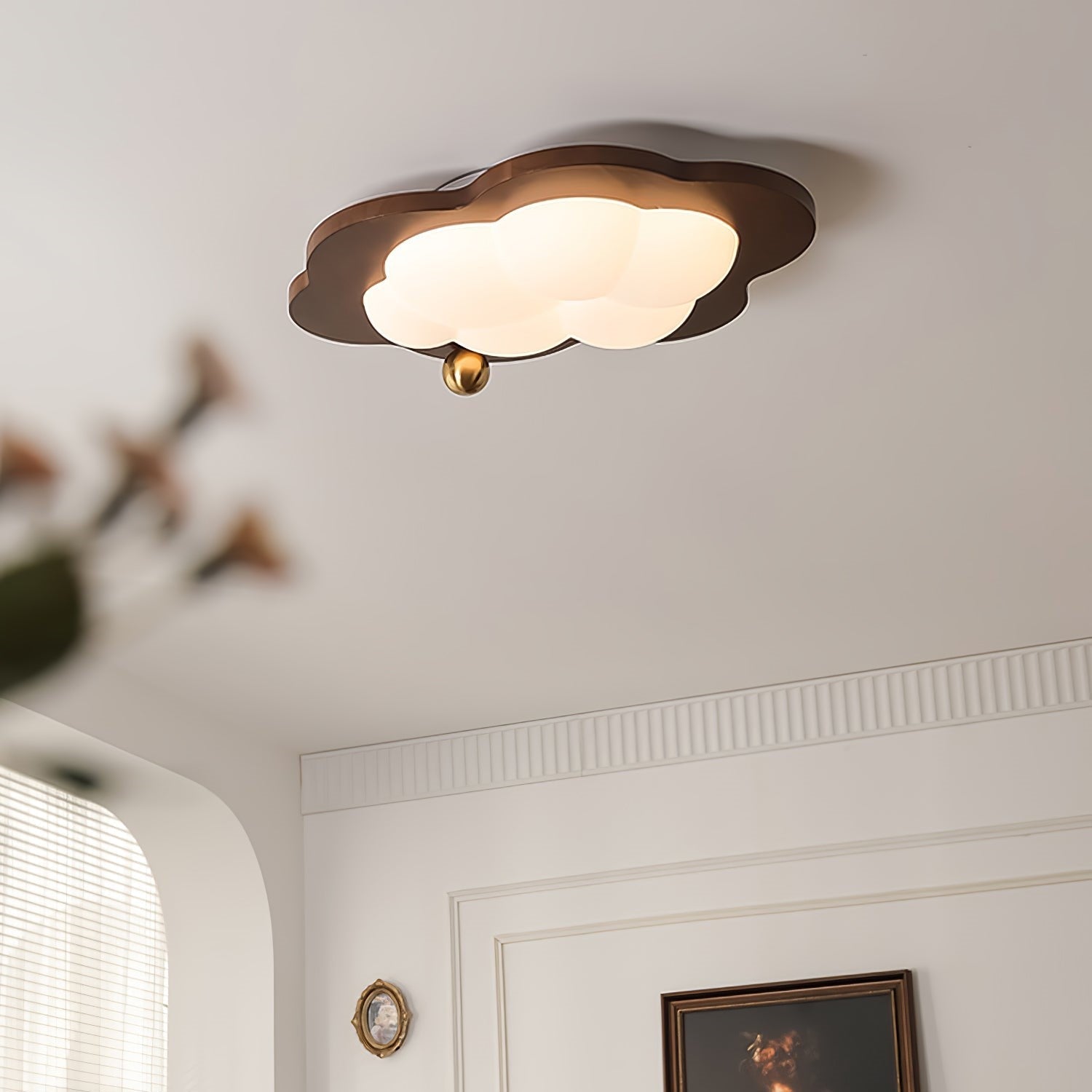 Celestra - Lampada a soffitto LED in legno dallo stile vintage