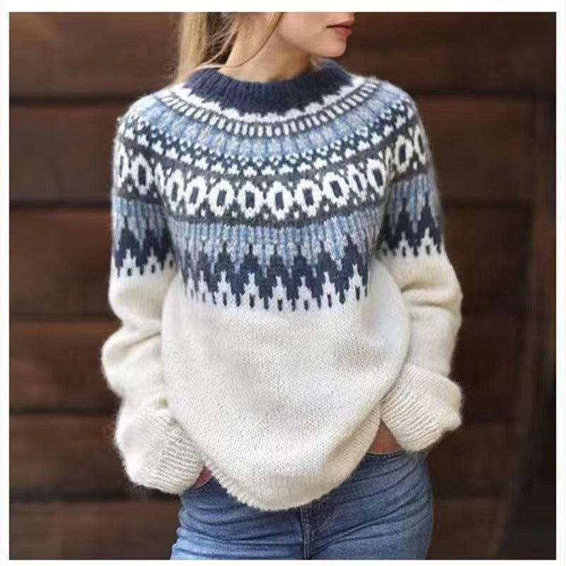 Women's Fair Isle Crewneck Sweater in a Cozy Relaxed Fit