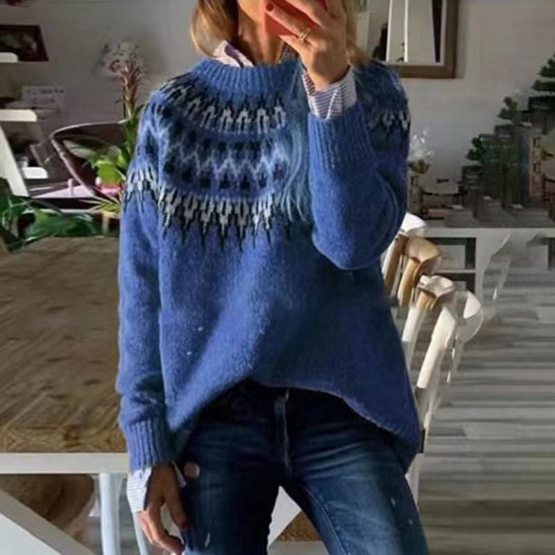 Women's Fair Isle Crewneck Sweater in a Cozy Relaxed Fit