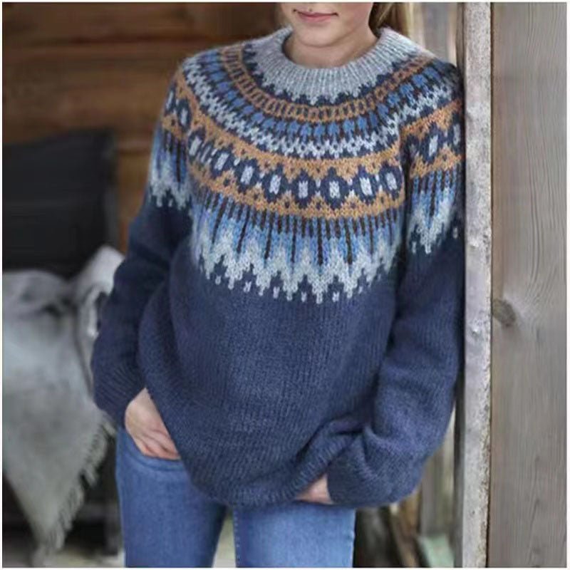 Women's Fair Isle Crewneck Sweater in a Cozy Relaxed Fit