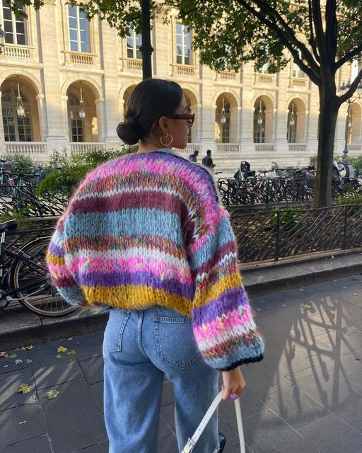 Vibrant Color Chunky Knit Cardigan for Women with Open Front Design