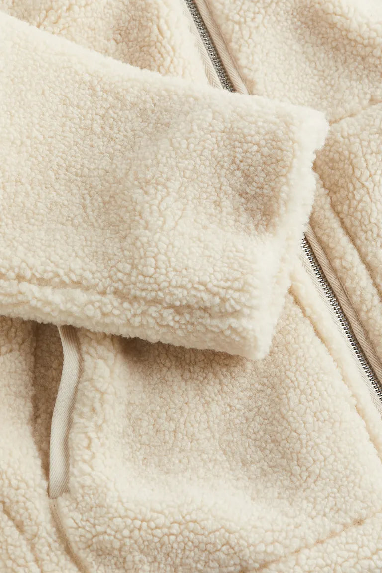 Women's Oversized Fleece Jacket featuring Zipper Closure and High Collar