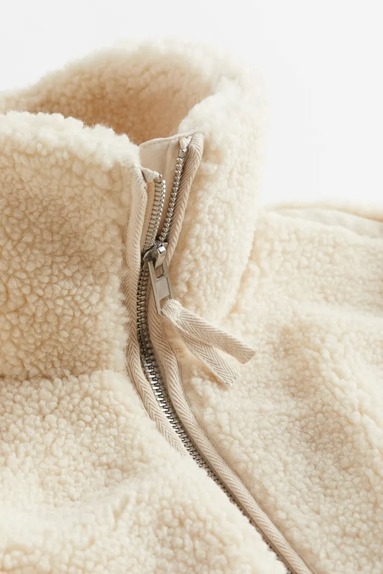 Women's Oversized Fleece Jacket featuring Zipper Closure and High Collar