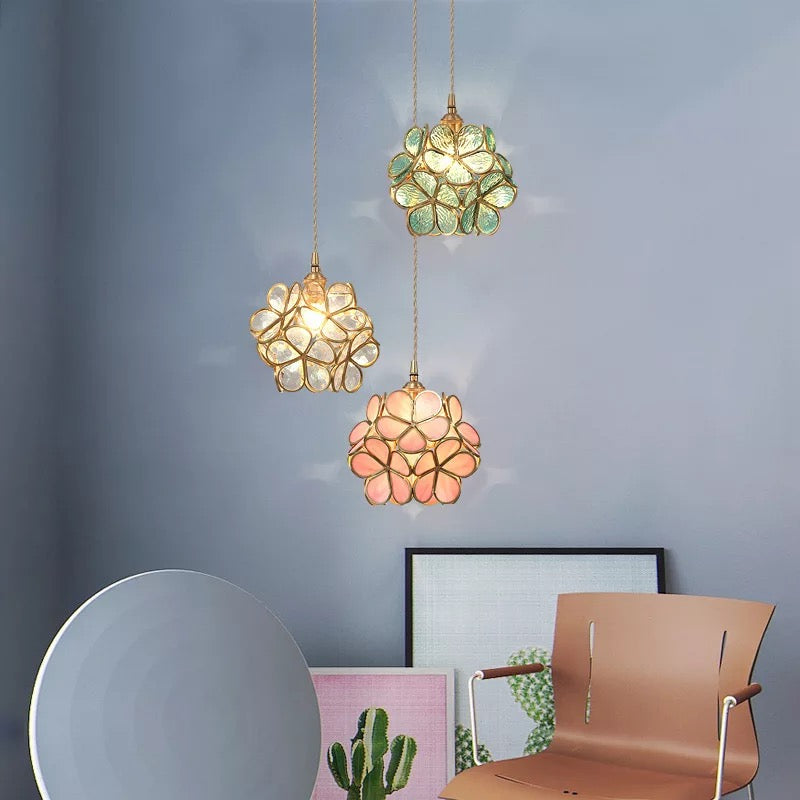 Nuvia - Lampada a sospensione LED in vetro floreale dal design moderno