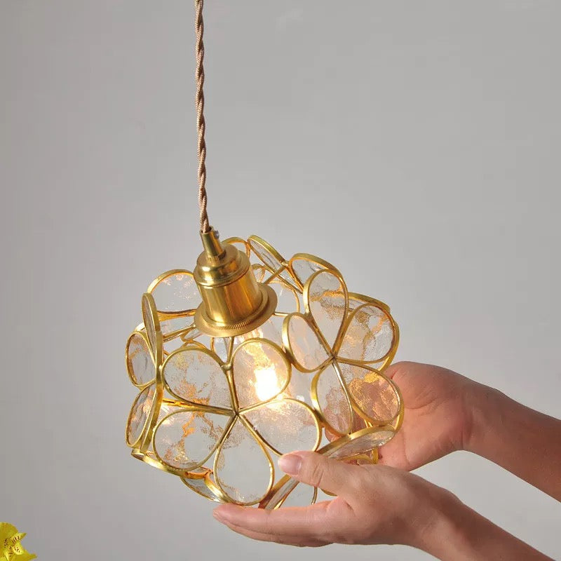 Nuvia - Lampada a sospensione LED in vetro floreale dal design moderno