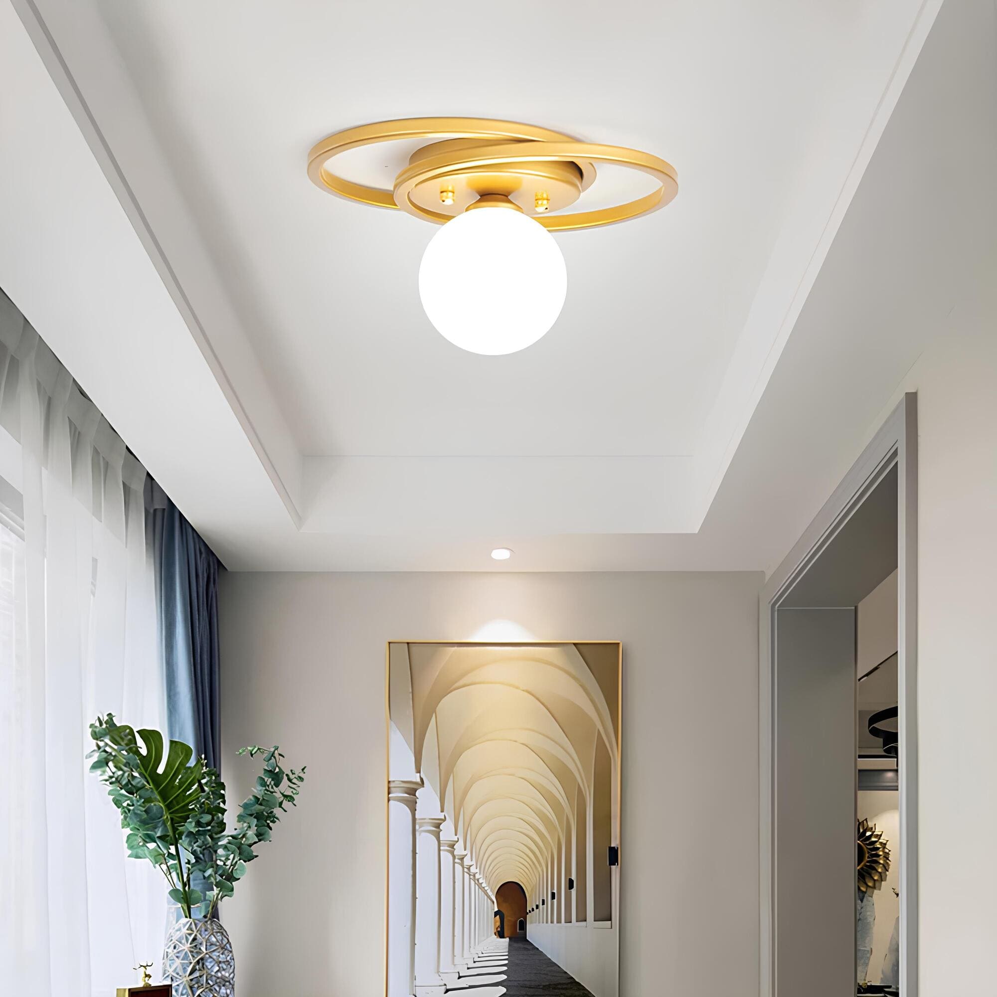 Alura - Lampada a soffitto LED dorata con design sferico classico