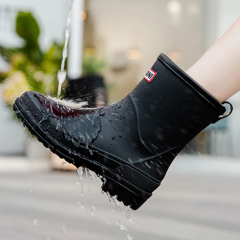 Women's Waterproof Mid-Calf Rain Boots with Slip-Resistant Sole