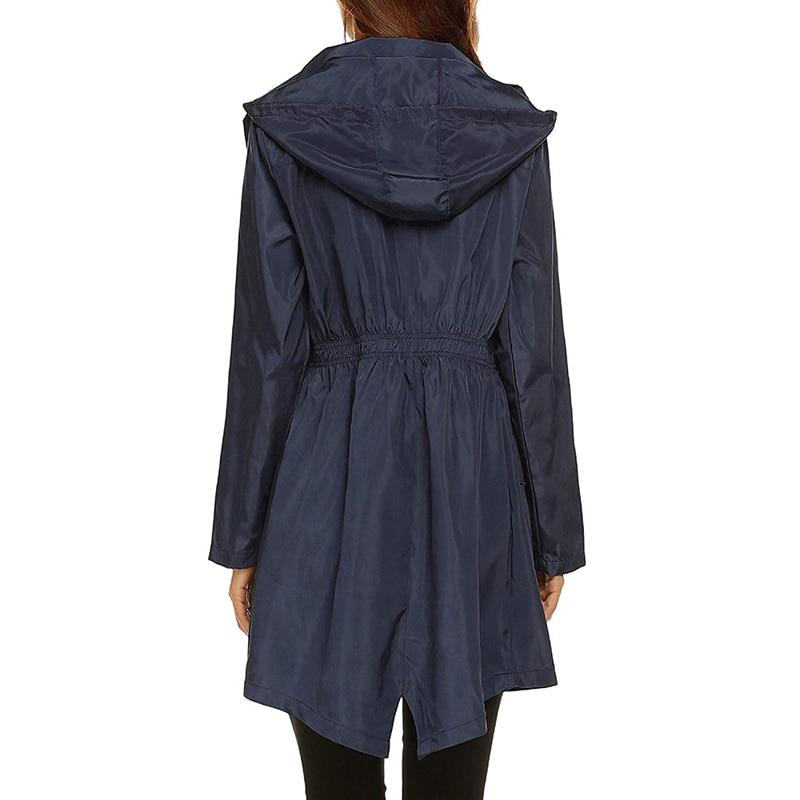 Women's Waterproof Hooded Windbreaker Jacket with Zipper Fastening