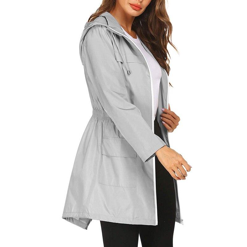 Women's Waterproof Hooded Windbreaker Jacket with Zipper Fastening