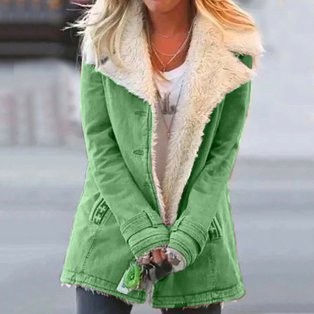 Women's Winter Coat Featuring Soft Lining and Fold-Down Collar