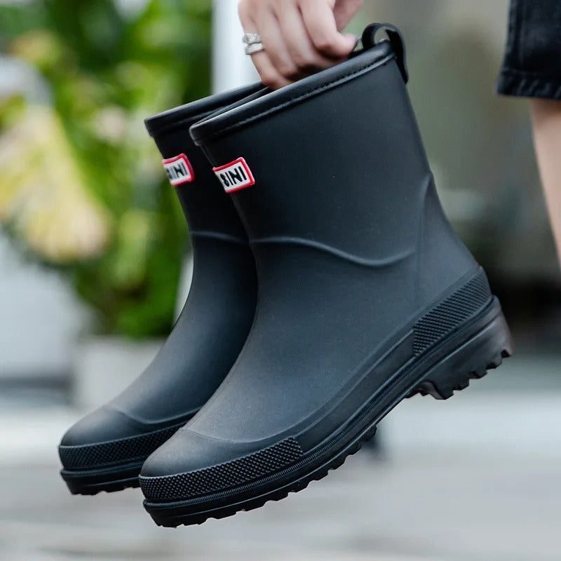 Women's Waterproof Mid-Calf Rain Boots with Slip-Resistant Sole